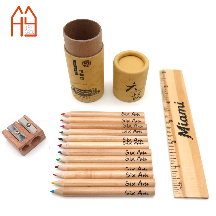 12pcs Mini Drawing Colored Pencil Set, Color Pencil in Portable Kraft Tube for Kids