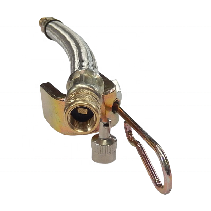 1/4 NPT Brass Closed Spherical Valve Automotive Tire Inflation Chuck with Clamp and Pneumatic Connector