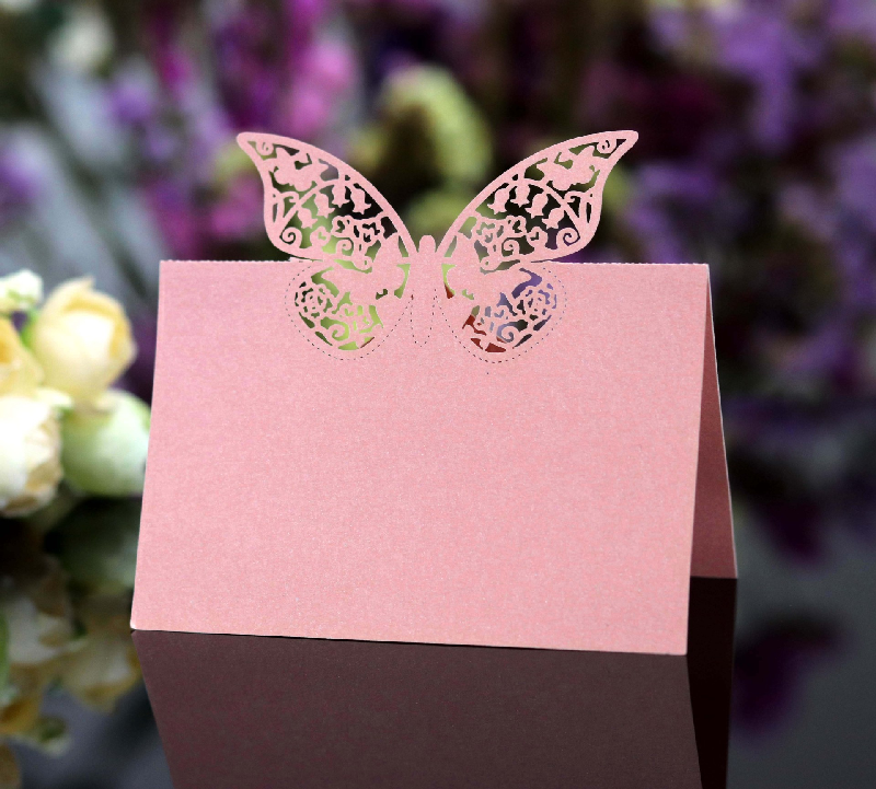 European butterfly design mix colors wedding paper laser cut Place Cards