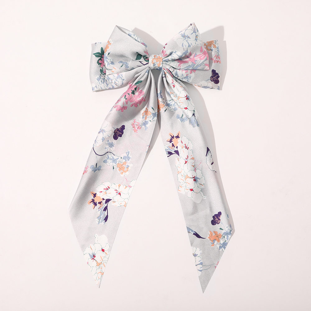 butterfly hair pin New Bow Streamers Big Bowknot Printed sakura Flower Hair Ties Horsetail Headwear Hair Accessories