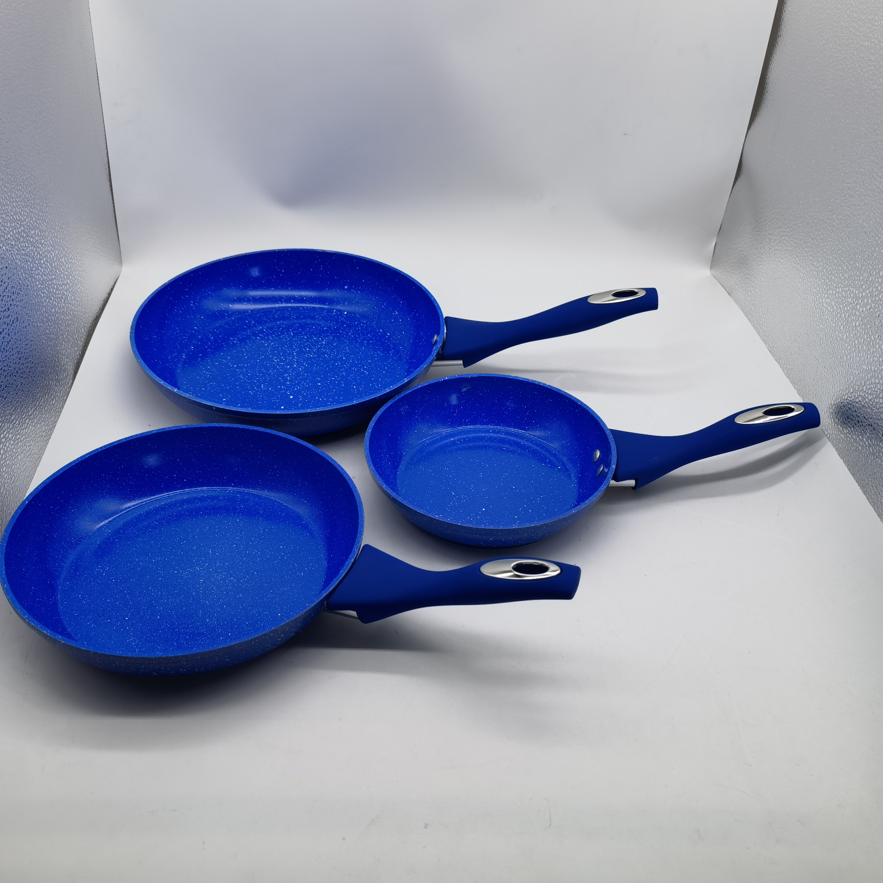 Marble ceramic coating Forged Die Cast Aluminum non-stick frypan set with soft touch handle