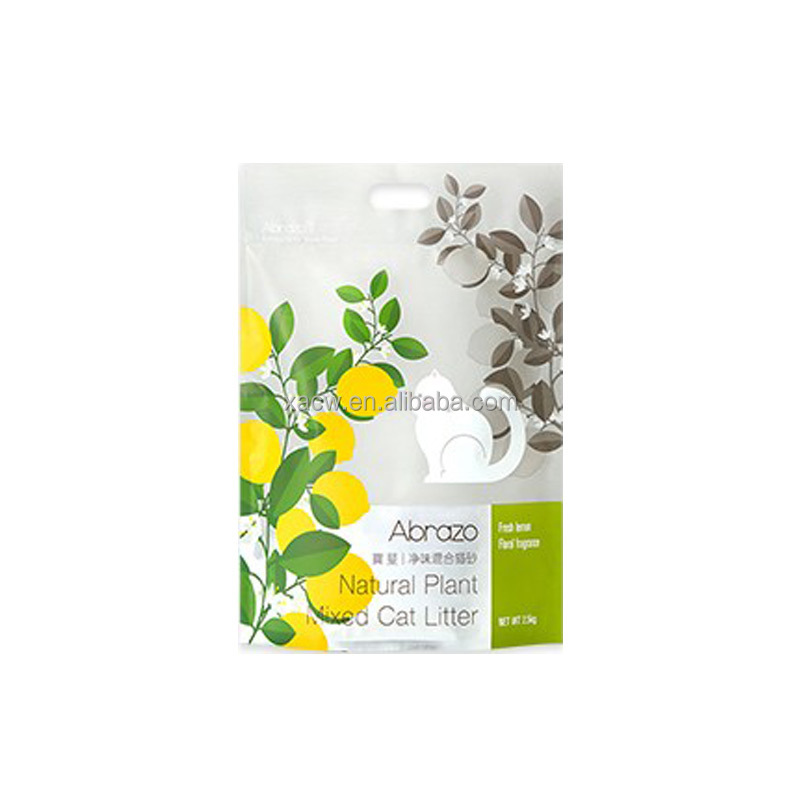 Toilet type cat litter with corn starch added with clean flavor mixture