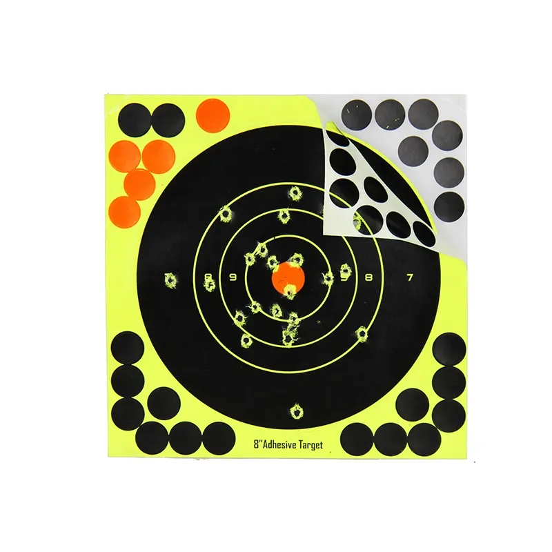 Splatterburst Targets - 8x8 inch Bullseye Reactive Shooting Target - Shots Burst Bright Fluorescent Yellow Upon Impact