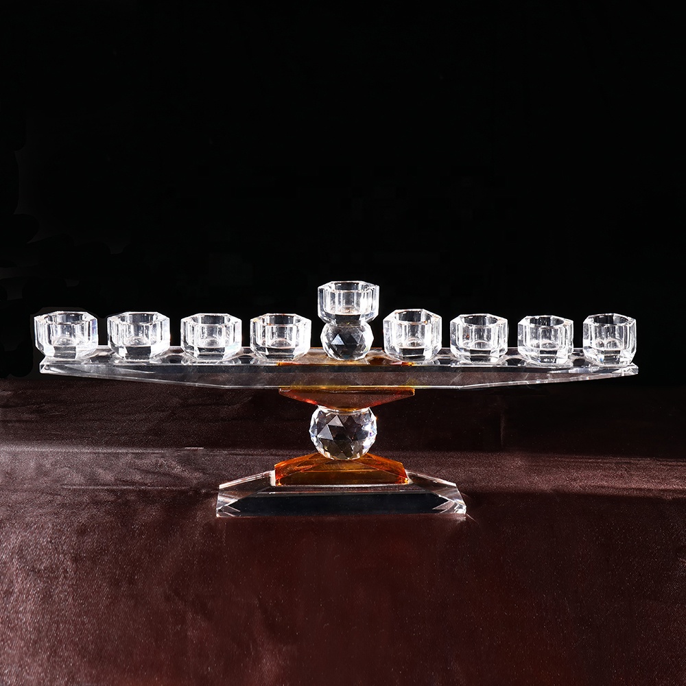 MH-TZ0520 9 палочек Хрустальный Menorah подсвечник канделябры