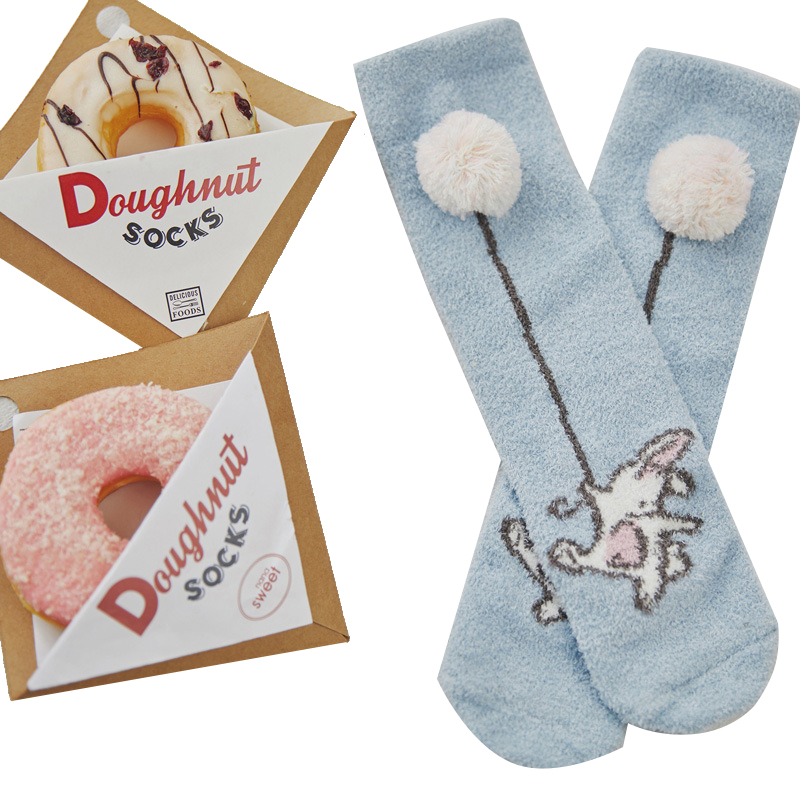 Creative floor socks winter doughnut thickened Japanese style sleep socks