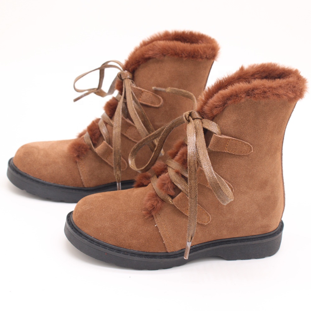 2021 Customized Laceup Suede Leather Girl Boots Shoes Winter Outdoor