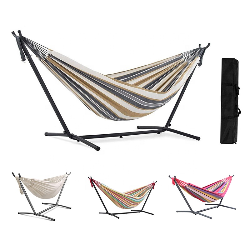 portable outdoor camping cotton hammock with stand large size free standing hammock