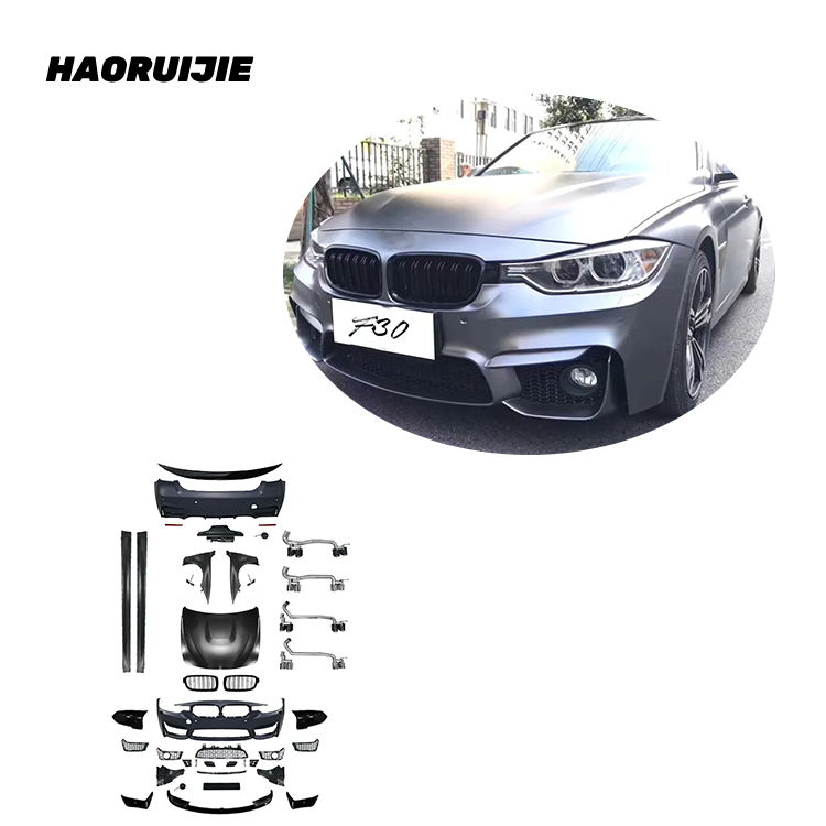 F30 M3 стиль для 2013-2018 BMW 3 серии F30 M3 PP бампер комплекты кузова боковые юбки выхлопная труба и брызговик аксессуары для BMW F30