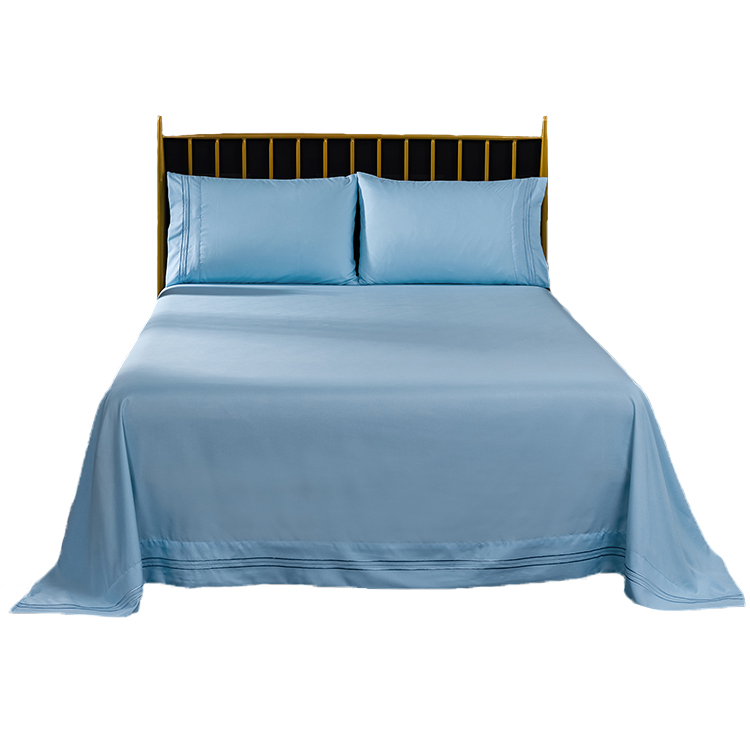 Embroidery 100% Polyester Hotel Bedsheet Sets 4 pieces Solid Color Microfiber Bed Fitted Bedding Set