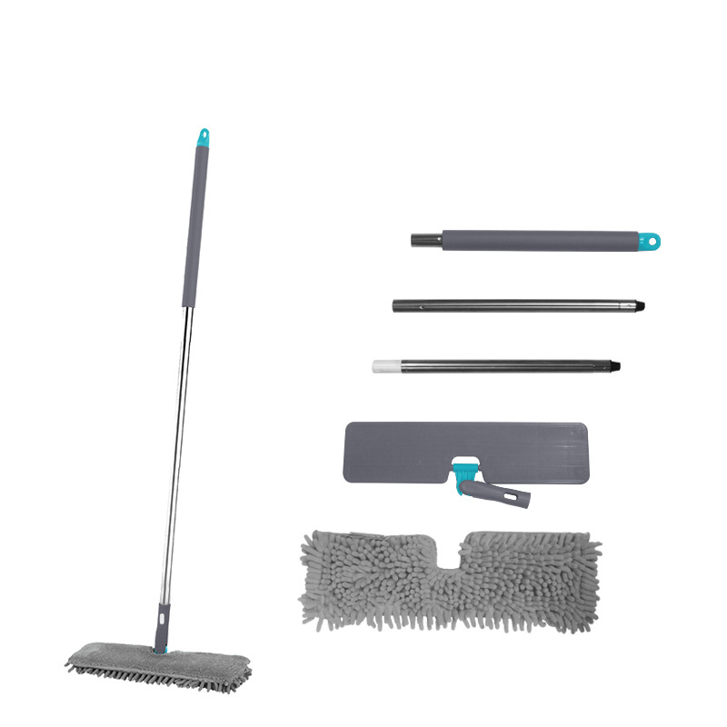 Two Side Magic Flat Mop With Telescopic Iron Handle Double Sided Chenille Microfiber Floor Cleaning Flat Mop