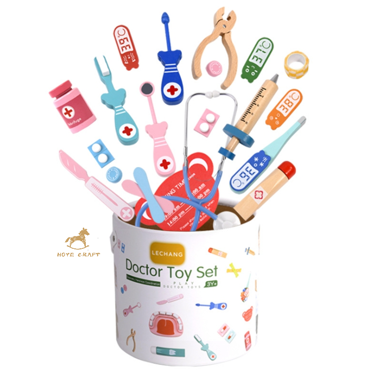 Preschool toy pretend doctor kit toys for kids wooden doctor toy set