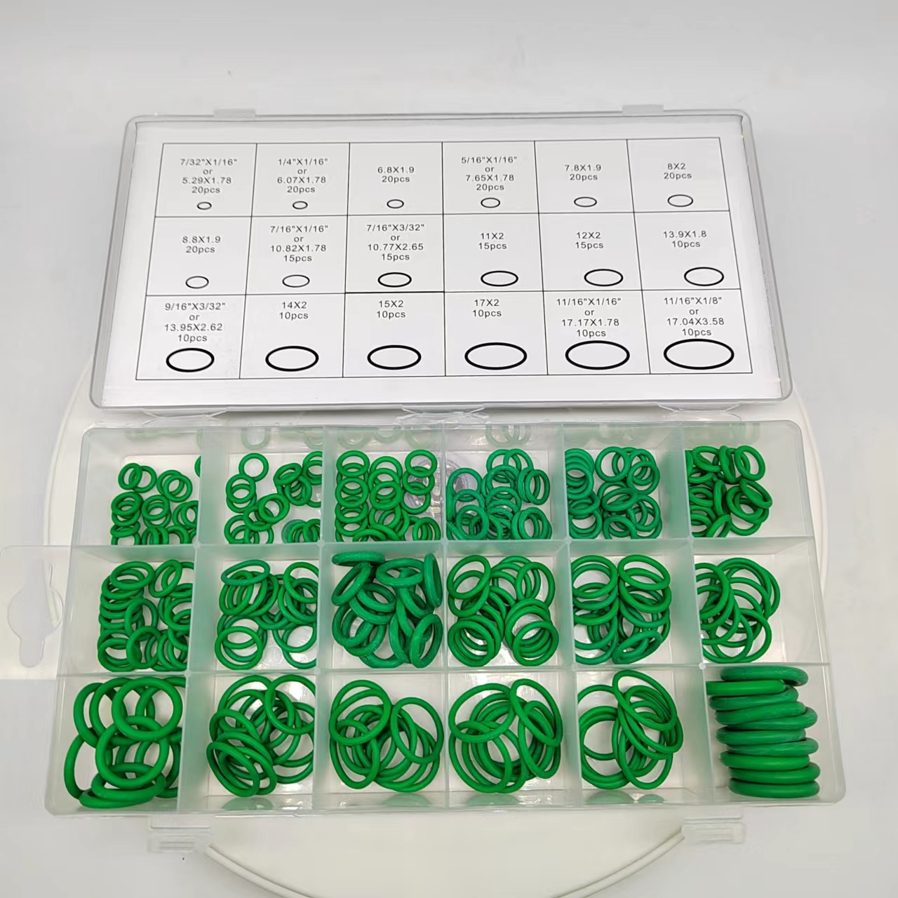 Green O ring kit 270PCS 18 popular sizes O-RING ASSORTMENT