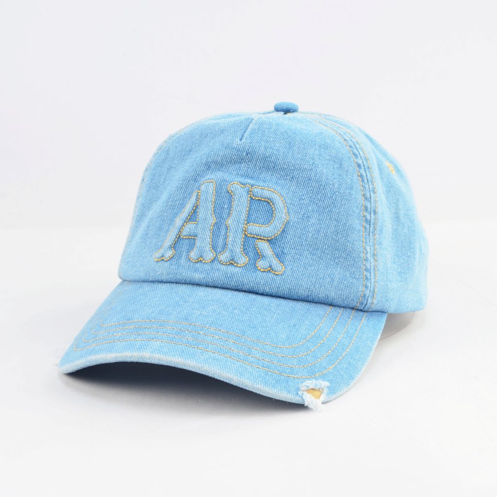 High Quality Personalized Custom Logo Jean Hats Washed Distressed 5 Panel Embroidered Cowboy Baseball Cap