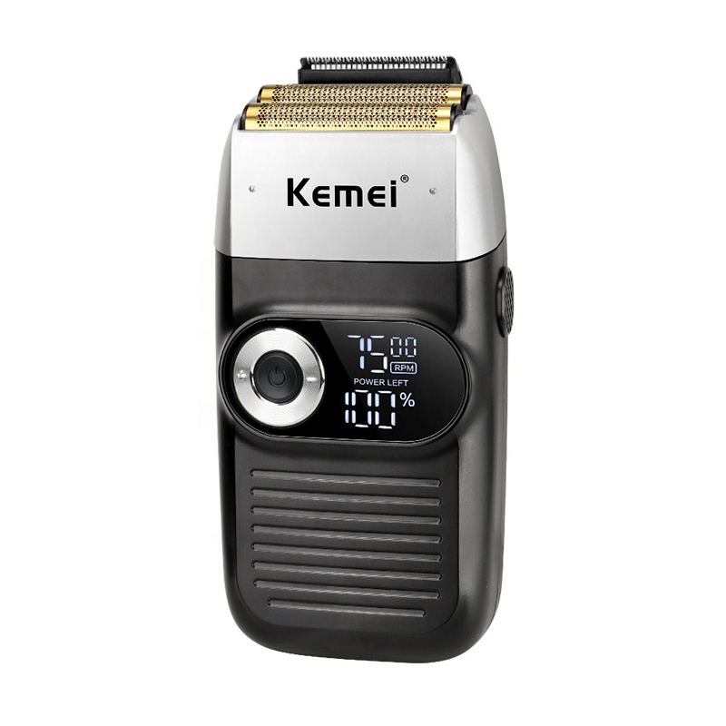 Kemei KM-2026 аккумуляторная электрическая бритва для мужчин с ЖК-дисплеем с двойным лезвием бритва машинка для стрижки бороды и усов; Бритвенный станок