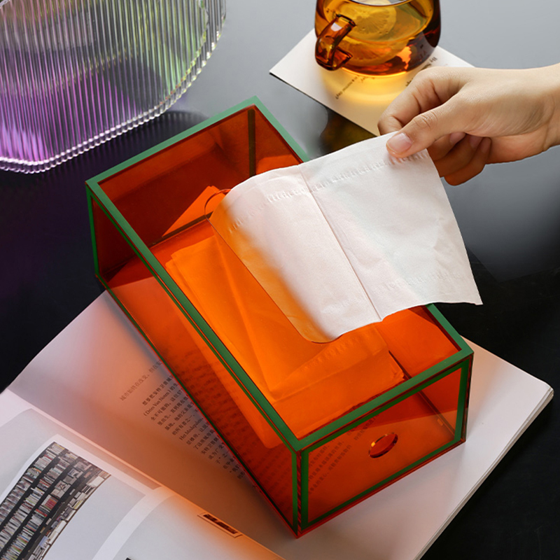 Creative transparent square napkin box simple living room dining table acrylic tissue storage box