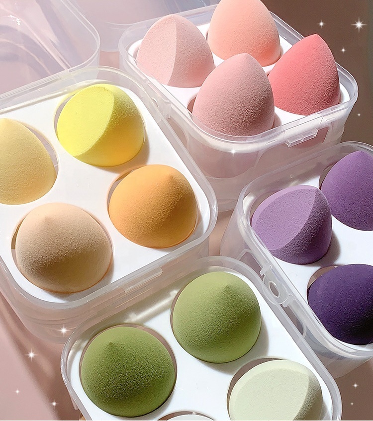 4Pcs Makeup Sponge Puff Set Blender Multi-colored Beauty Foundation Blending Sponge for Powder Dry & Wet Use Makeup Sponge Egg