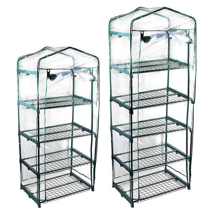 Garden Green House Metal Frame Mini 4-Tier 5 Tier Portable Rack Shelves Gardening Plant Greenhouse for Outdoor