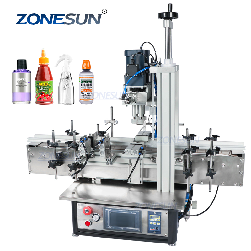 ZONESUN ZS-XG1870 насос Пневматический флакон для рабочего стола винт Автоматическая Машина Для Укупоривания крышками и колпачками стекло винт аромат бутылка из ПЭТ пластика