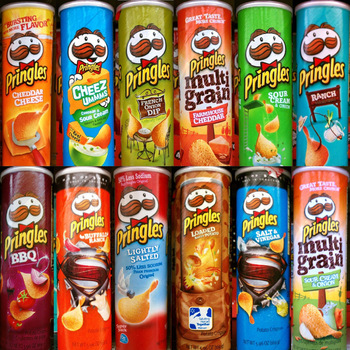 Картофельные чипсы Pringles доступны во всех различных вкусах и размерах