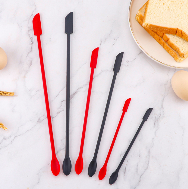 12151 Long Handle Mini Silicone Jar Scraper Scoop Thin Cosmetic Lotion Makeup Spatula