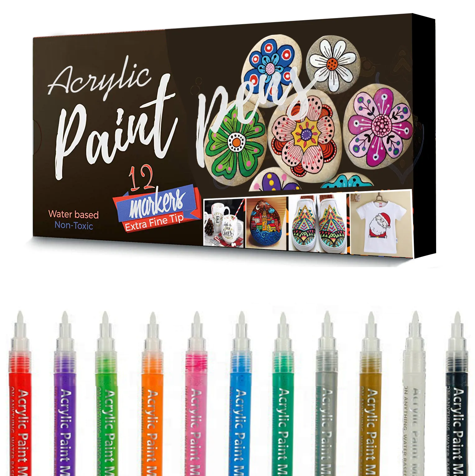 0.7mm extra fine tip acrylic paint marker pen set for rock painting