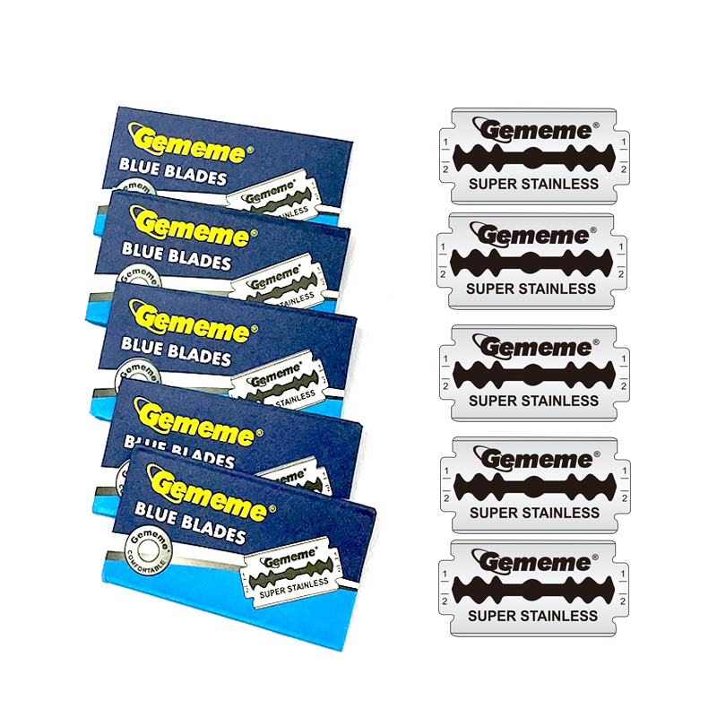 Razor Blade Double Edge Blade Super Stainless Steel Gemem blue Color Origin Disposable Display Place 100pcs