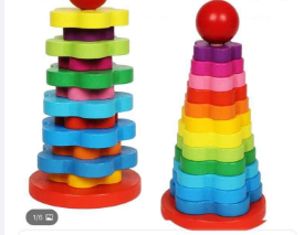 Wooden Colorful 14th Plum Blossom Tower Children's Puzzles Educational Block Toys Set for Kids