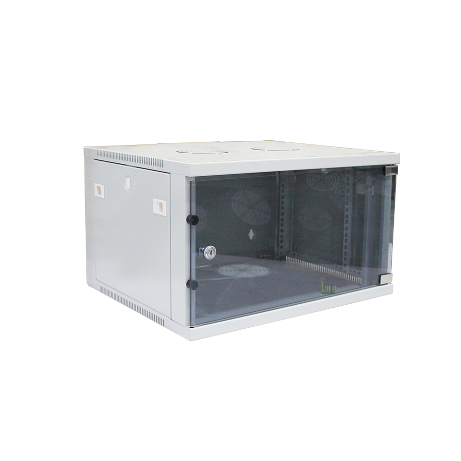 For data cabling,19" SOHO,Smoky full Glass Door Wall mounting Cabinet