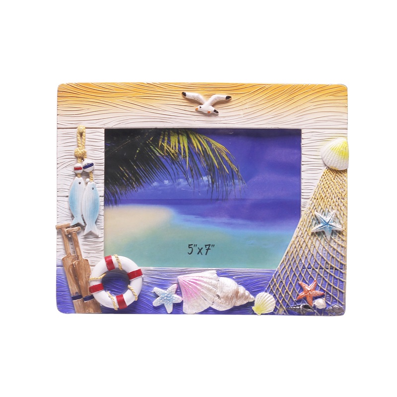 Custom Hand Painted Beach Style Resin Crafts Wholesale Home Decoration Photo Picture Frames
