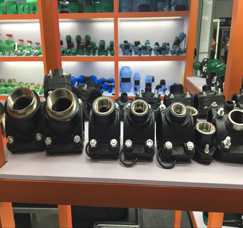 PN16 PP седельный зажим с латунной HDPE трубы Бусы из мексиканского лунного камня клапаны компрессионные фитинги