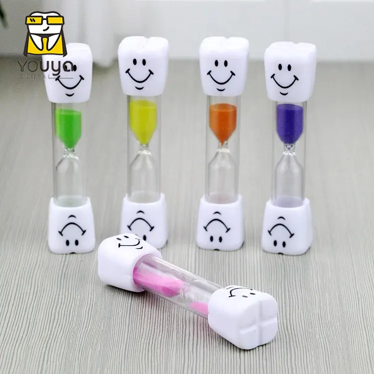 Tooth Smiling Face 3 Minutes Plastic Hourglass Sand Timer Kids Toothbrush Timer