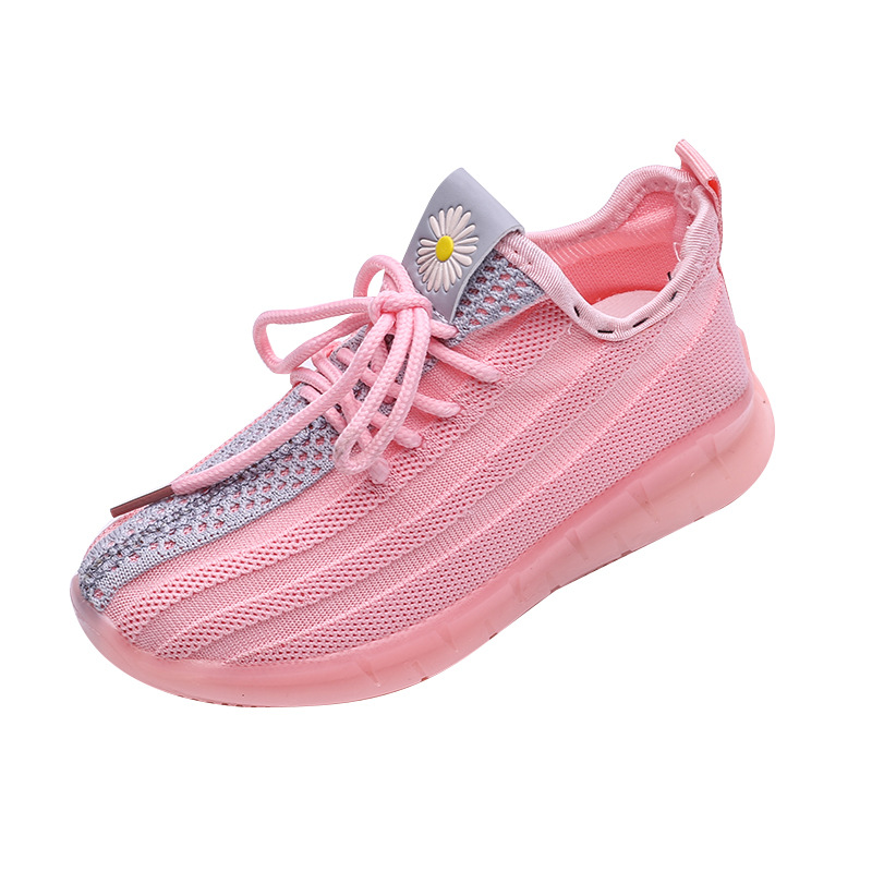 Wholesale fashion latest knitted breathable sport wedge slip on running sneakers tennis children casual boys girls kids shoes
