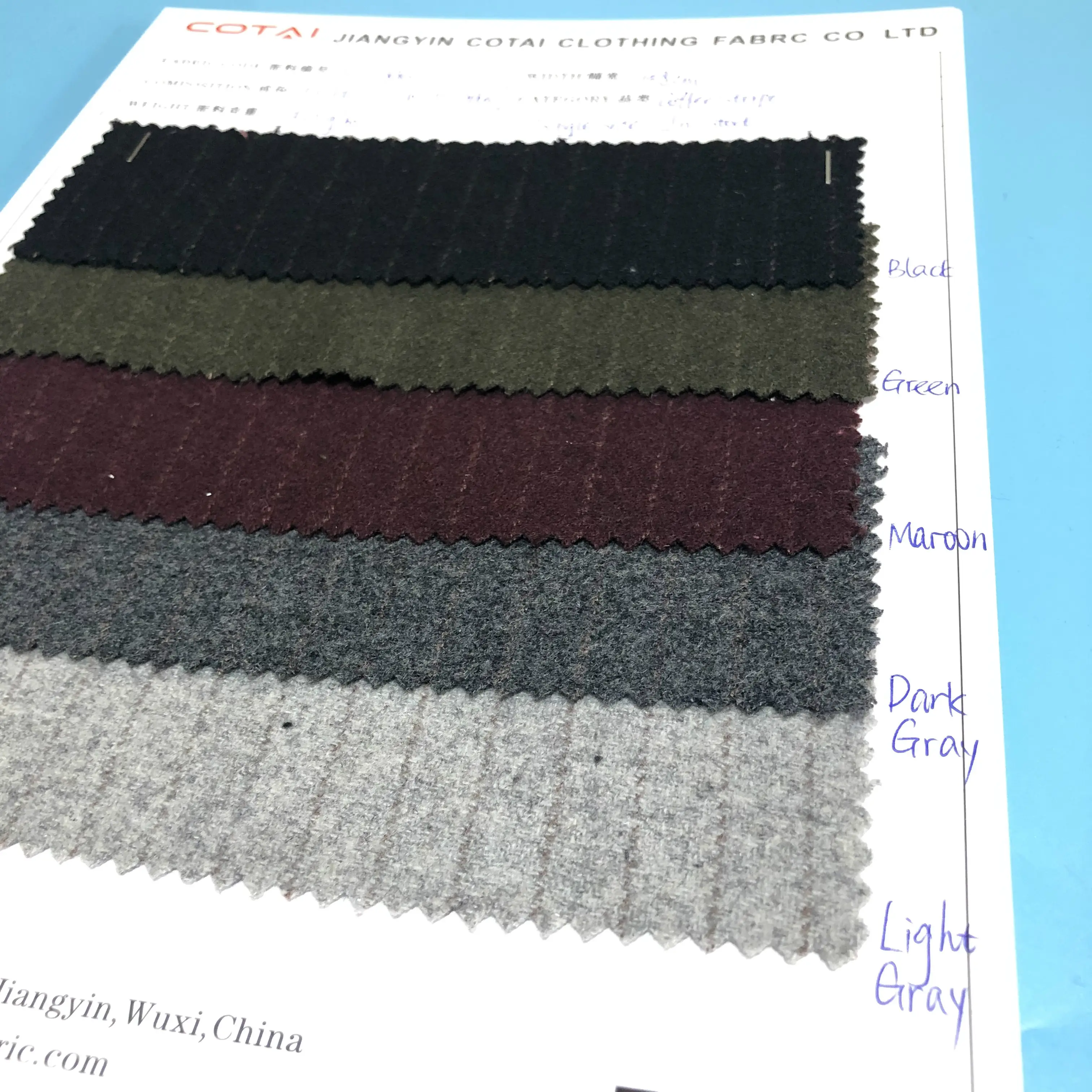 280 Gsm 50% Wool Single Sided Flannel Wool Fabric 1cm Coffee Stripe In Stock 420g/m