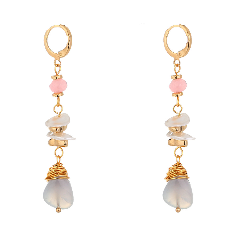 Hot selling handmade design light blue natural stone earrings for women 2021