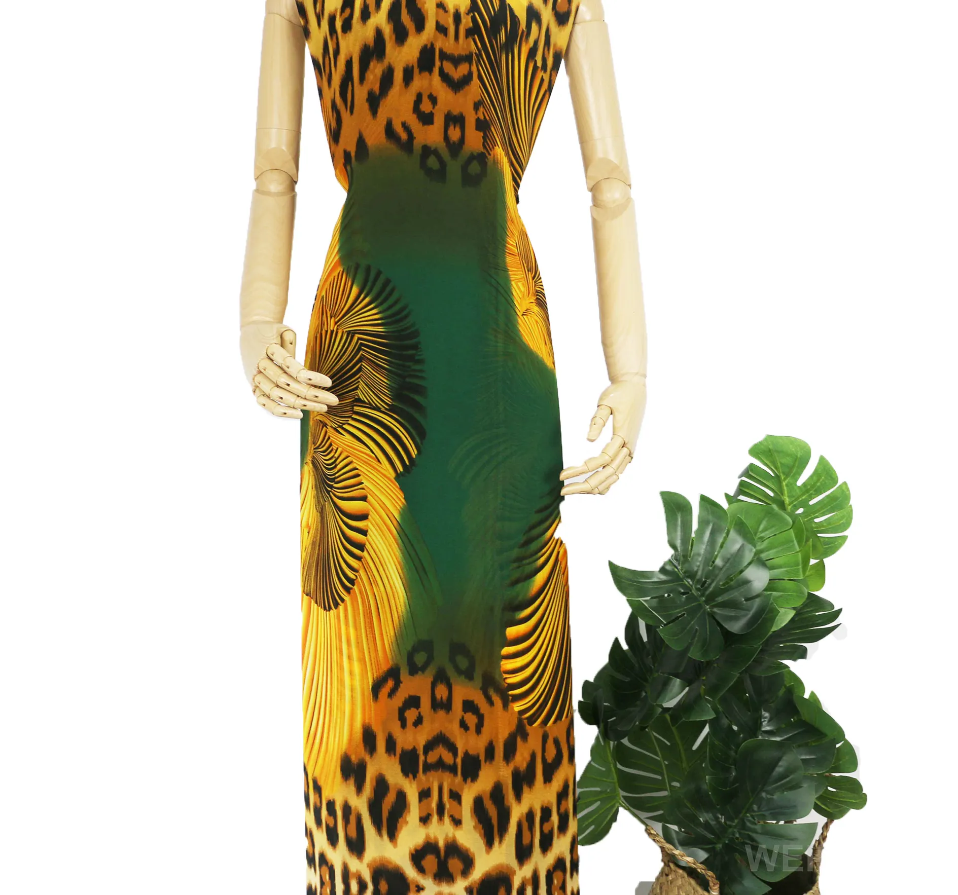 WI-A08 stocklot fabric in china leopard tela animal pattern design printed chiffon for somali dress