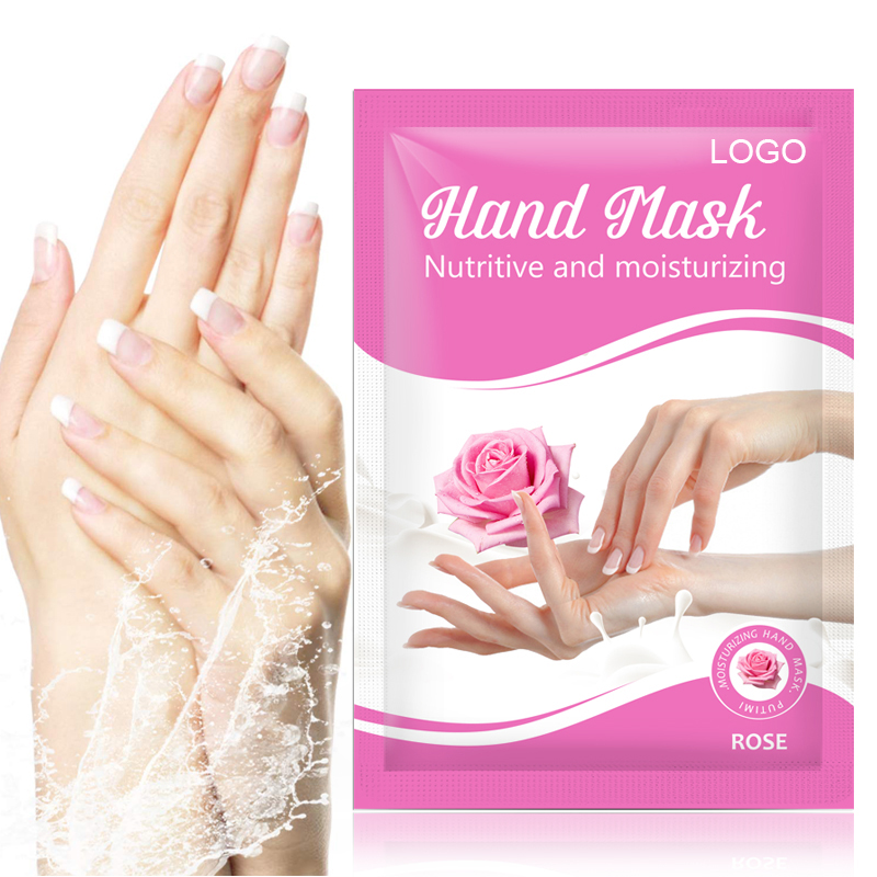 Custom Logo Hand Mask Gloves Moisturizing Guante Exfoliante Rose Nourishing Handmask Skin Care Repair Cream Exfoliating HandMask