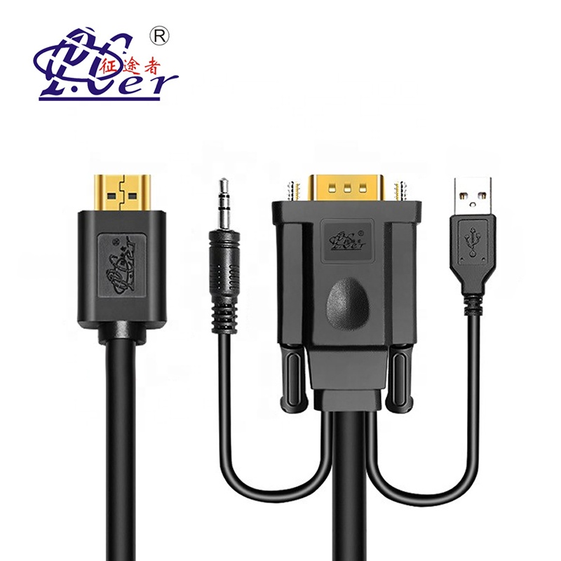 Оптовая продажа VGA к HDMI Кабель-адаптер с 3,5 мм AV USB кабель со штыревыми соединителями на обоих концах для подключения VGA в HDMI конвертер