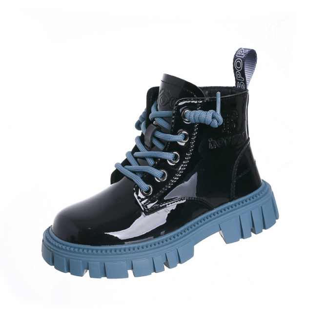 KS1627 Fashion side zipper kids martin boots new 2021 unisex children patent leather boots