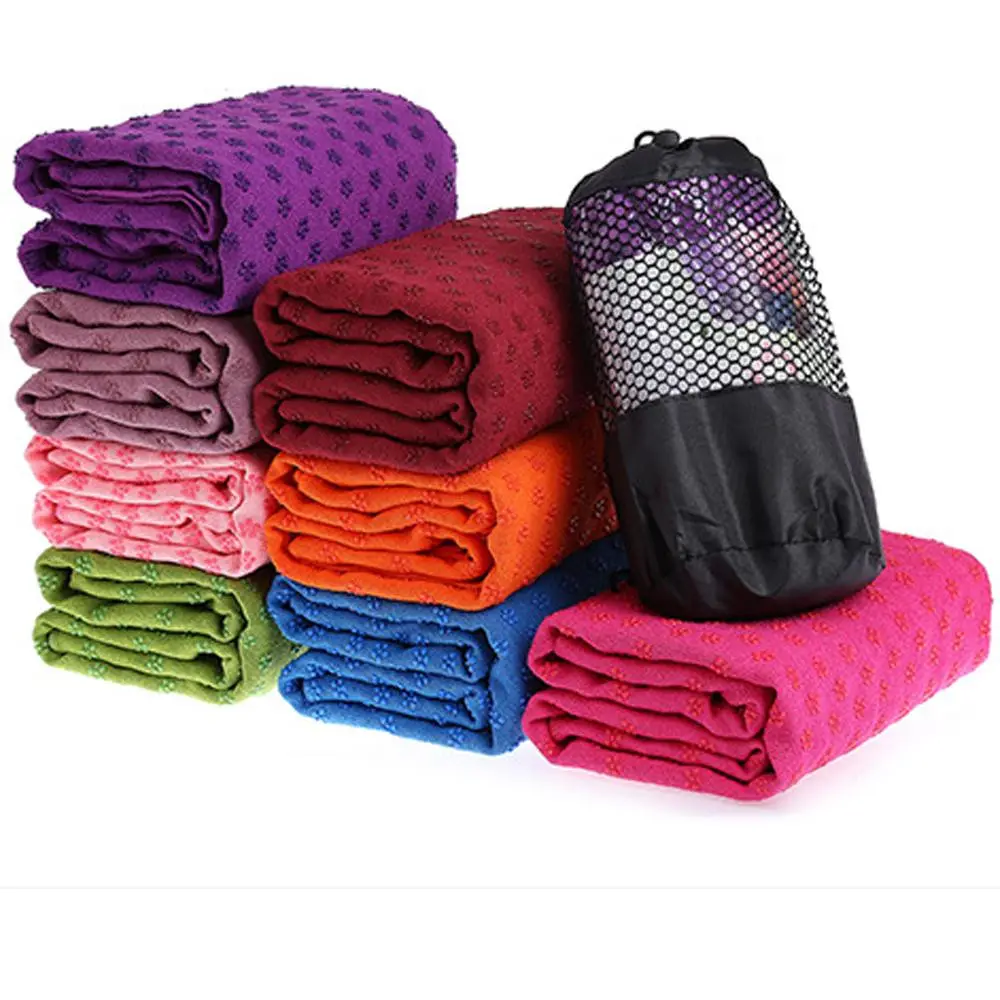 Custom Logo Printed Gym Travel anti slip microfibre yoga towel yoga microfiber towel with pockets