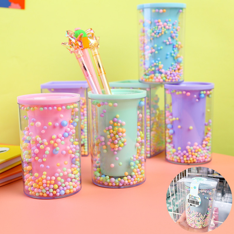 Best selling creative desktop storage brush pot pen holder romantic tubular pen rack pen container