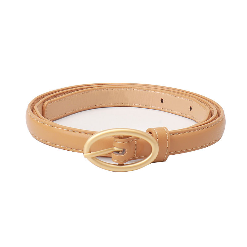 Women's New Pu Belt With Small Fresh Oval Buckle Thin Waist Dress Belt Fashion Manufacturers' Product