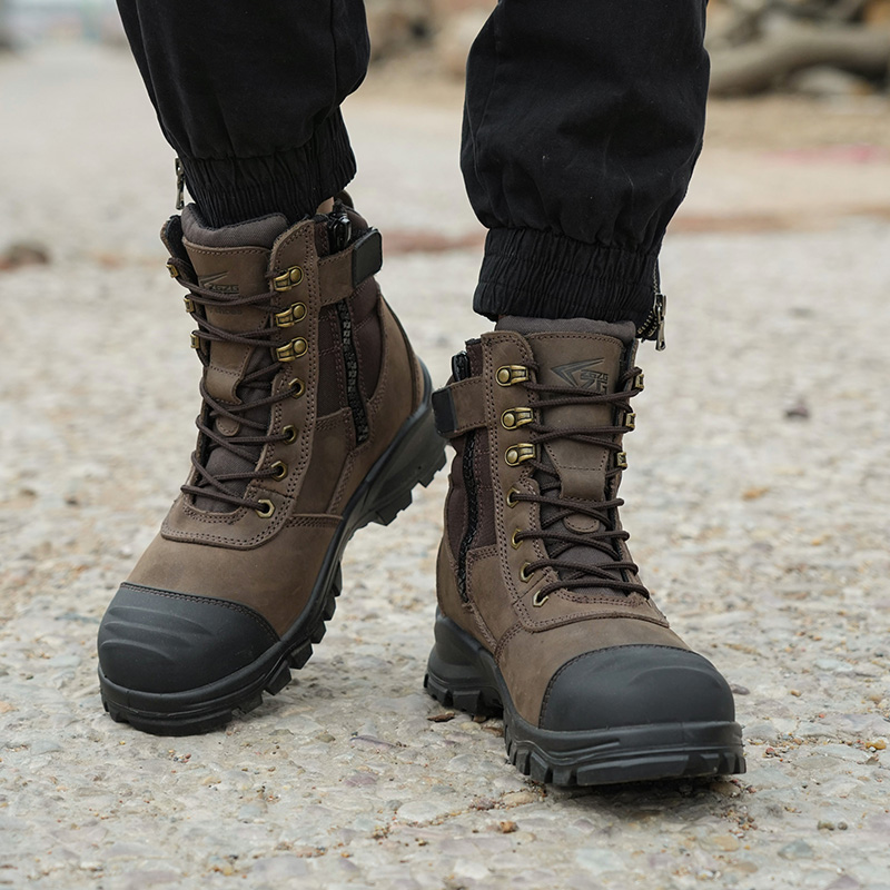 ZG L605 Factory Direct Work Genuine Mens Excellent Crazy Horse Leather Safety Boots With Fast Delivery