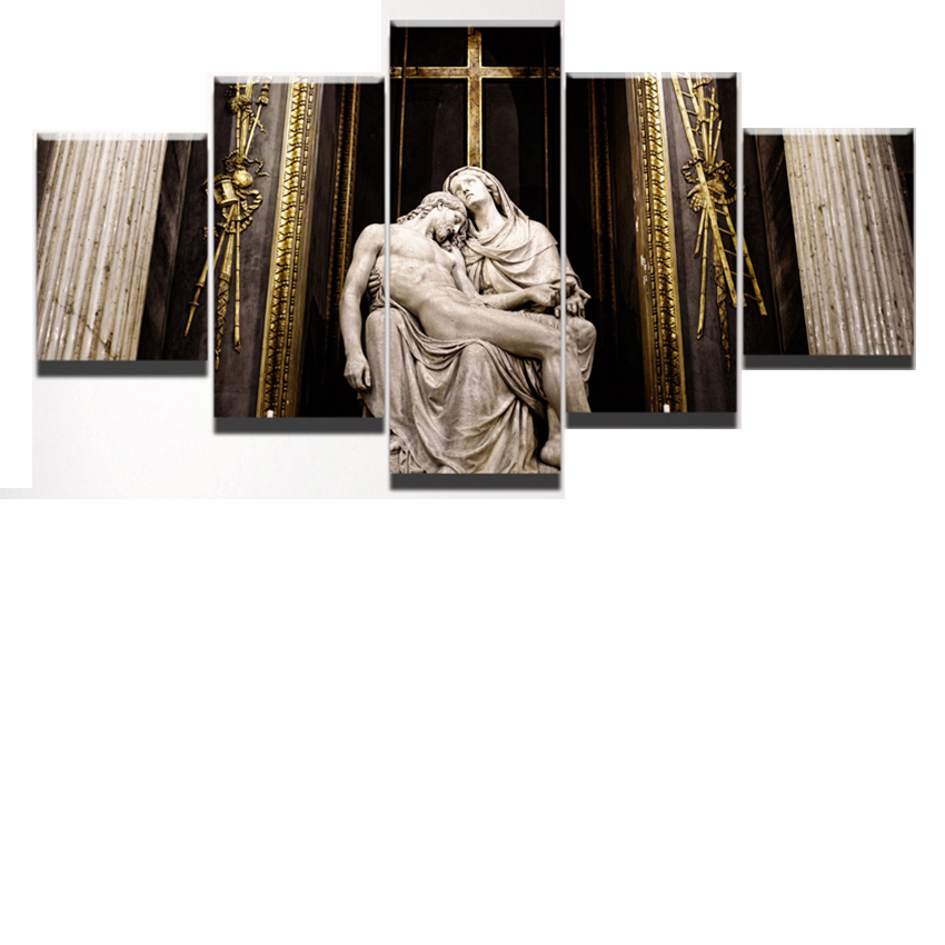 5 Pieces Virgin Mary Cross Pictures HD Printed Jesus Canvas Painting Modern Home Decoration Living Room Wall Art