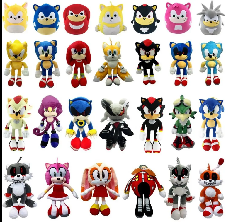 2025 Wholesale 50 Styles of Hedgehog Sonic Plush Toys Cartoon Games Plush Dolls Backpack Gifts for Children