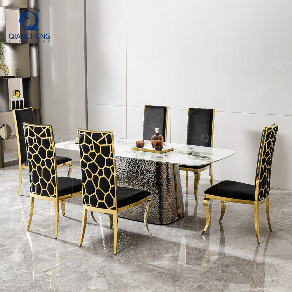 custom made hand craft stainless steel dining table for 10 people turkish furniture dubai artificial marble top dining table