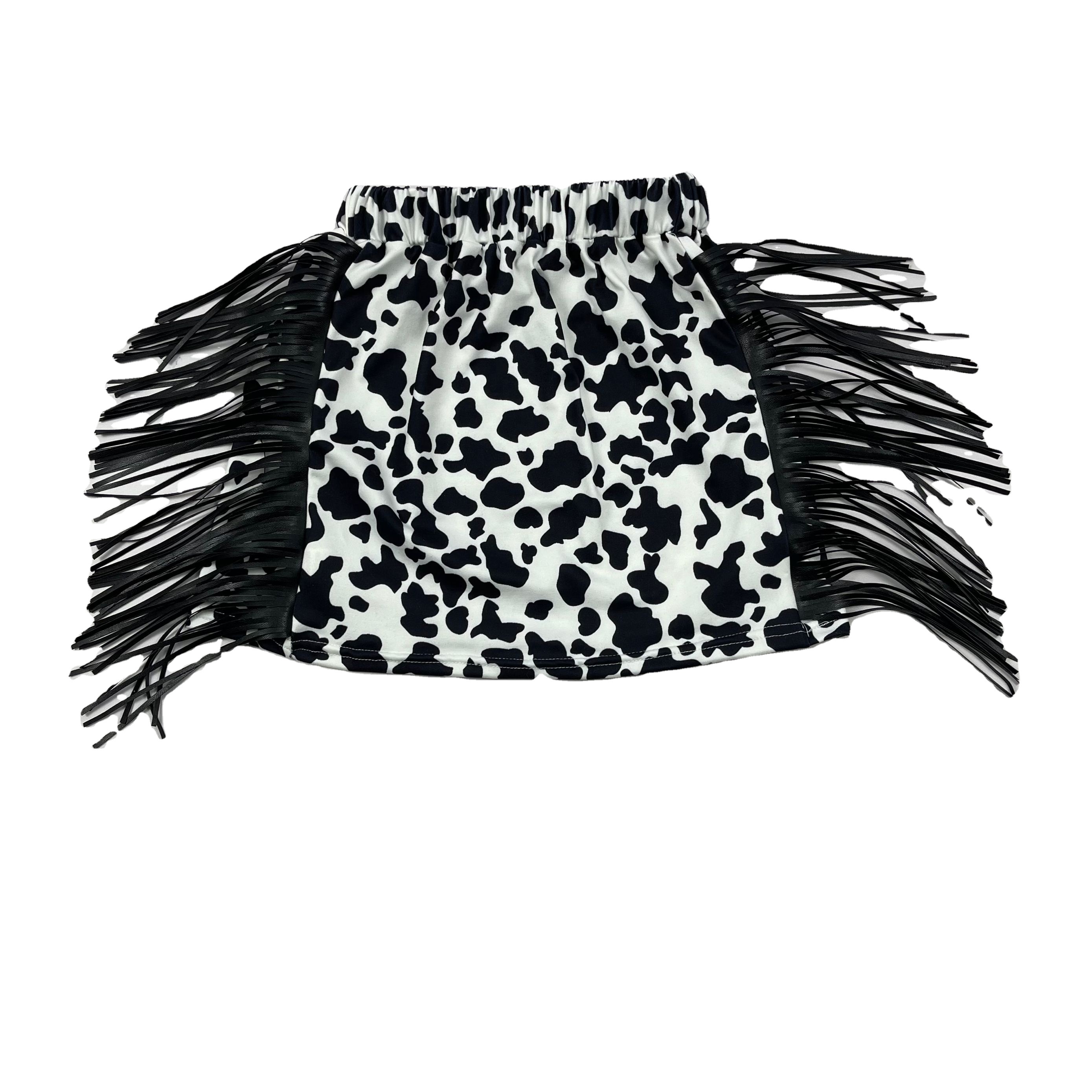 New Arrival Kids Clothing Infant Baby Girls Skirt Cow Printing Toddler Boutique Skirt With Tassel