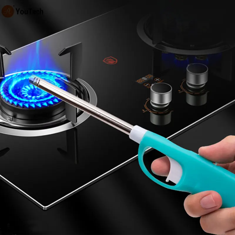 Kitchen Candle Lighter Metal ABS Butane Gas Stove Fireplace Pilot Lighters Refillable Multi-purpose Outdoor BBQ Tool