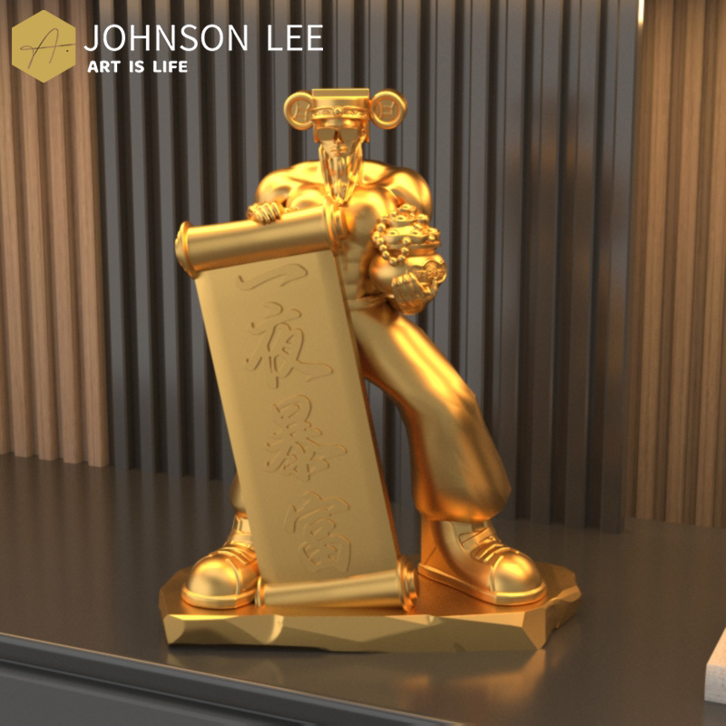 Muscle God Wealth Fortune Statue in Resin Crafts for Home Decor Living Room Office Art Birthday Gifts for Boys Anime Fans