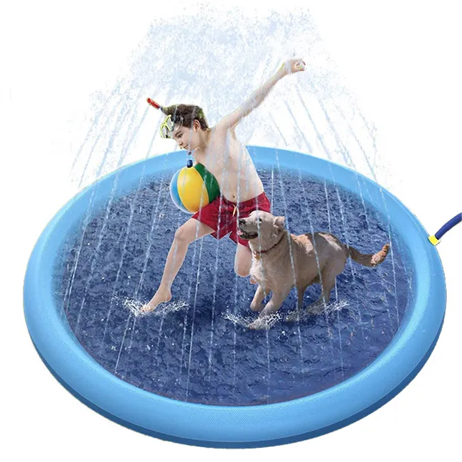 Amazon hot selling pvc outdoor foldable swimming pool dog children's water spray pad inflatables water pool toys