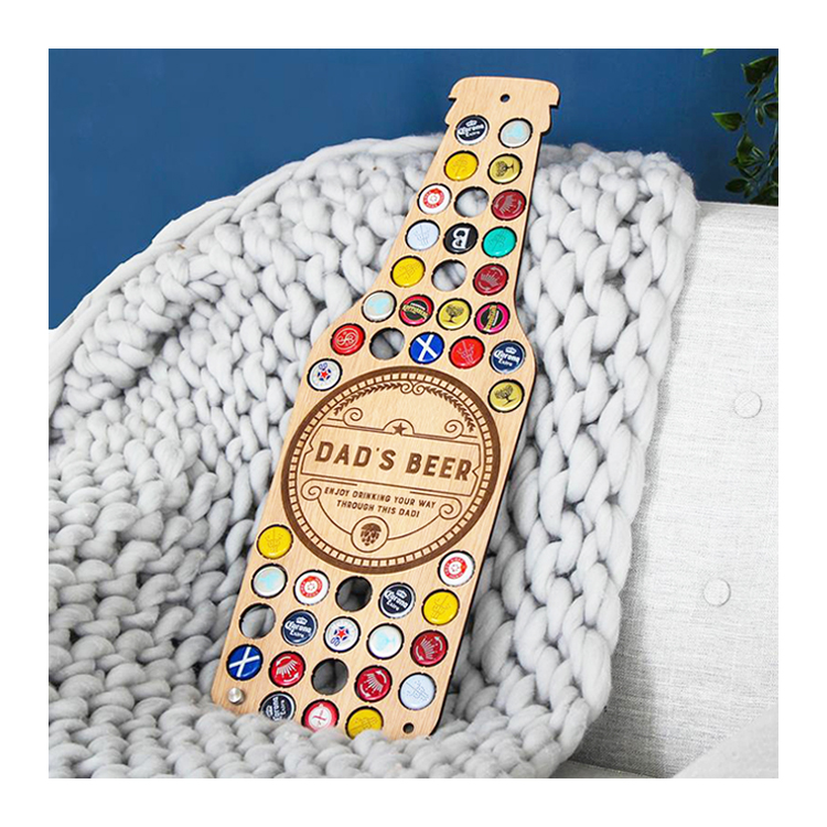 Wholesale father's day gift for dad decorative wall display panels wood decor bottle cap holder collection for beer lover